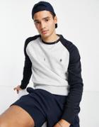 French Connection Raglan Sweatshirt In Light Gray Navy