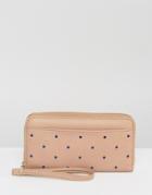 Yoki Studded Zip Around Purse - Beige