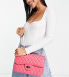 My Accessories London Exclusive Quilted Chain Cross Body Bag In Pink