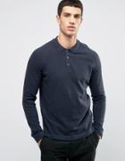 Selected Homme Long Sleeve Polo With Raglan Sleeve - Navy