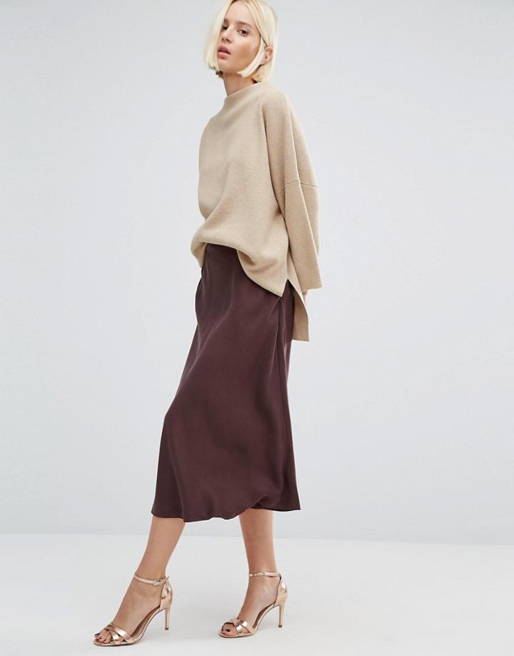 Selected Massia Midi Skirt - Brown