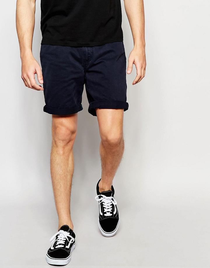 Pull & Bear Denim Shorts In Navy In Regular Fit - Navy