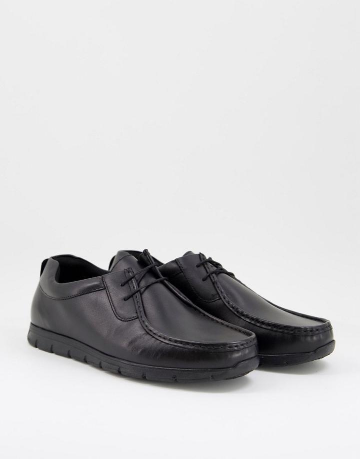 Red Tape Leather Lace Up Shoes In Black