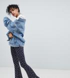 Daisy Street Flare Pants In Polka Dot - Navy