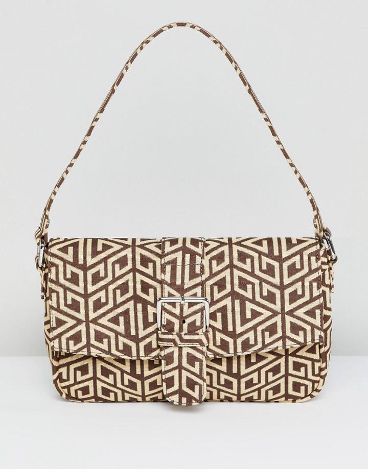 Asos Design 90s Shoulder Bag In Monogram - Multi