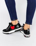 Love Moschino Black Heart Patent Sneakers - Black