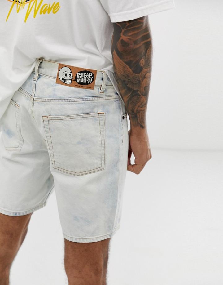 Cheap Monday Slim Fit Denim Shorts In Bleach Blue - Blue