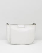 Asos Leather Clean Curved Edge Crossbody Bag - White
