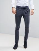 Asos Wedding Super Skinny Suit Pants In Mini Check In Blue - Blue