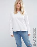 Asos Curve Oversized Top With Split Back - White