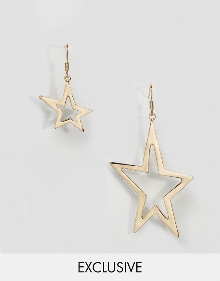 Monki Mismatch Star Earrings - Gold