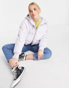 Monki Recycled Hooded Padded Jacket In Lilac-purple
