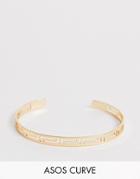 Asos Design Curve Cuff Bracelet In Cut Out Design In Gold Tone - Gold