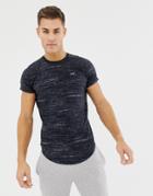 Hollister Curved Hem Icon Logo T-shirt In Charcoal Marl - Gray