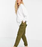 Gebe Maternity Cargo Sweatpants In Khaki-green