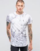 Religion Longline T-shirt With Marble All Over Print - White