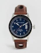 Jack Mason Racing Three Hand Leather Watch With Date 42mm - Brown