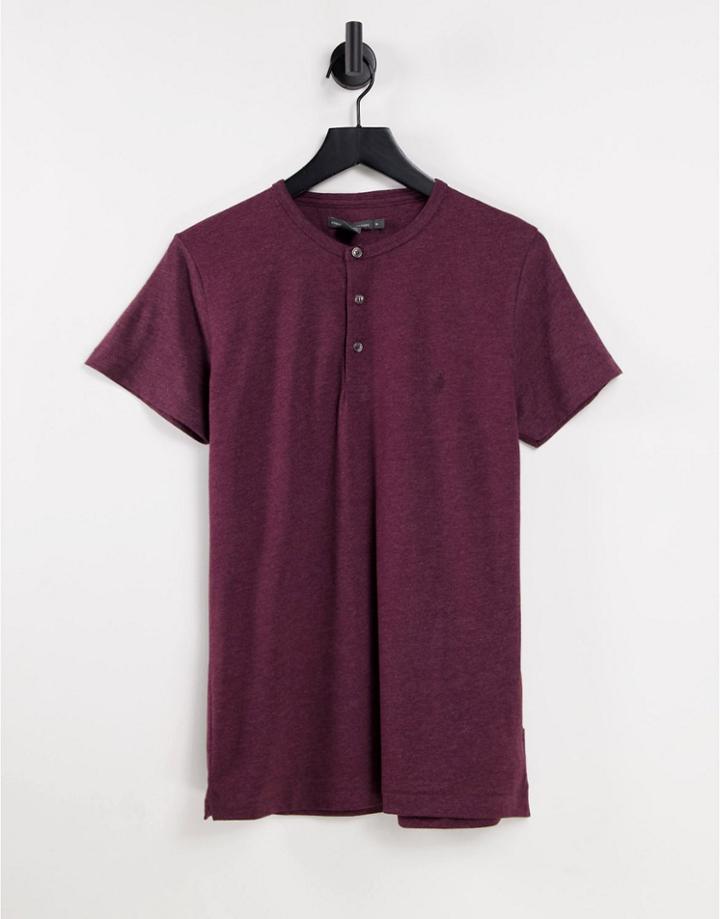 French Connection Henley T-shirt In Chateux Melange-grey