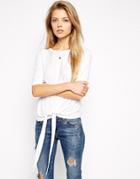 Asos Clean Top With Knot Front In Soft Touch Fabric - White