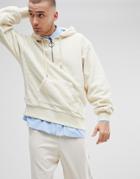 Fairplay 1/4 Zip Fleece Hoodie In Boxy Fit - White