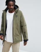 Timberland Insulated Parka Jacket Logo Hood In Green - Green
