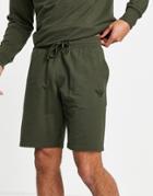 Emporio Armani Bodywear Terry Tonal Logo Shorts In Khaki-green