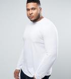 Asos Design Plus Long Sleeve T-shirt With Crew Neck In White