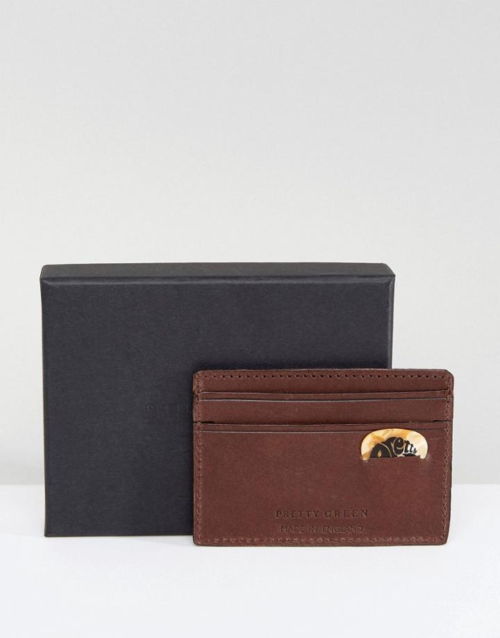 Pretty Green Paisley Embossed Leather Card Holder In Brown With Gift Box - Brown