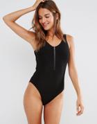 All About Eve Senna Zip Swimsuit - Black