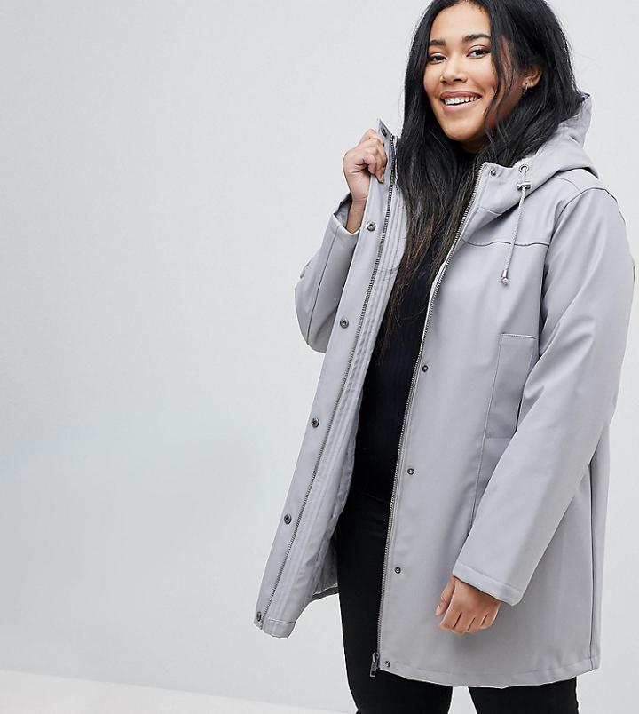 Asos Curve Borg Raincoat - Gray