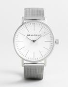 Bellfield Mesh Strap Watch In Silver With White Face - Silver