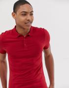 Asos Design Muscle Fit Jersey Polo With Stretch In Red - Red