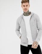 Allsaints Waffle Hoodie In Gray With Ramskull Logo - Gray