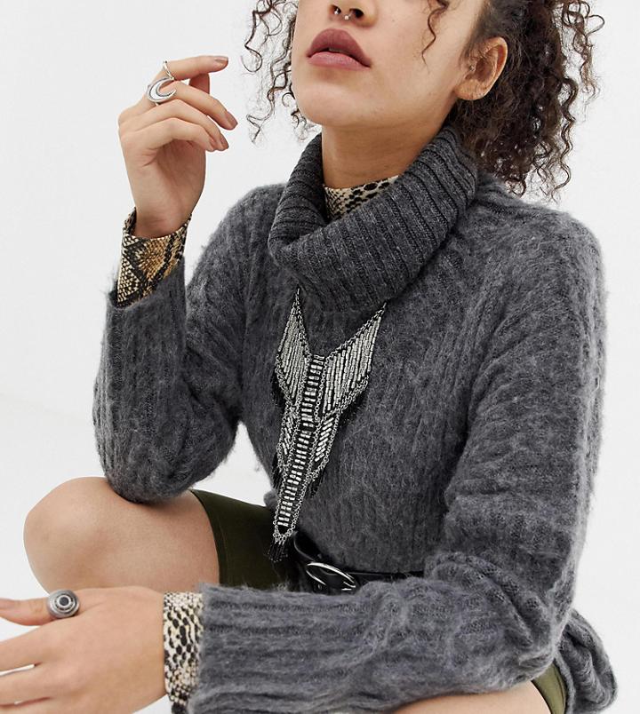 Sacred Hawk Statement Beaded Necklace - Silver