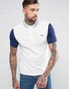 Fred Perry Slim Pique Polo Contrast Sleeve Tramline In White - White