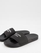 Abercrombie & Fitch Slides In Black With Text Logo