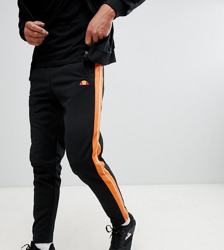 Ellesse Straight Leg Joggers With Side Stripe And Piping In Black - Black