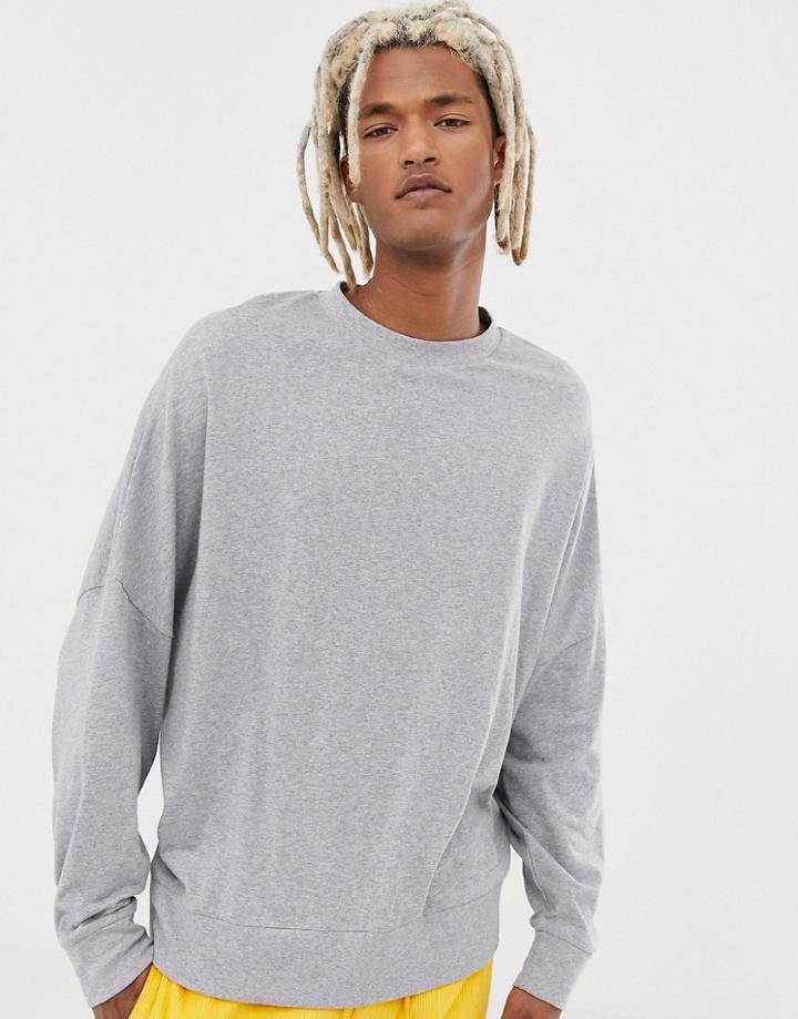 Collusion Long Sleeve Batwing T-shirt In Gray Marl - Gray