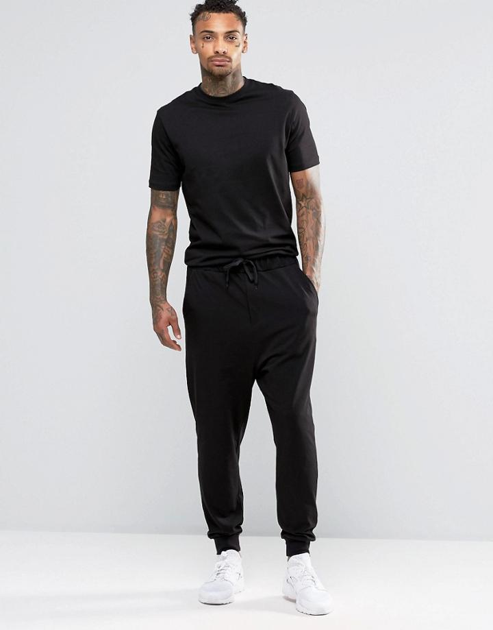 Asos Skinny Jersey Jumpsuit In Black - Black