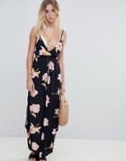 Billabong Floral Print Cami Beach Dress - Black