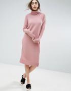 Asos Knitted Dress With High Neck - Pink