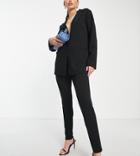 Asos Design Tall Jersey Tapered Suit Pants In Black - Black - Black