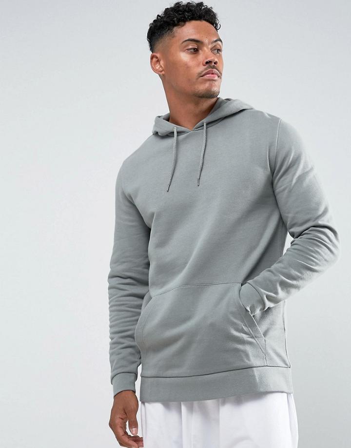 Asos Longline Hoodie In Green - Green