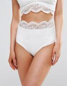 Asos Bridal Premium Lace Applique High Waist Bikini Bottom - White