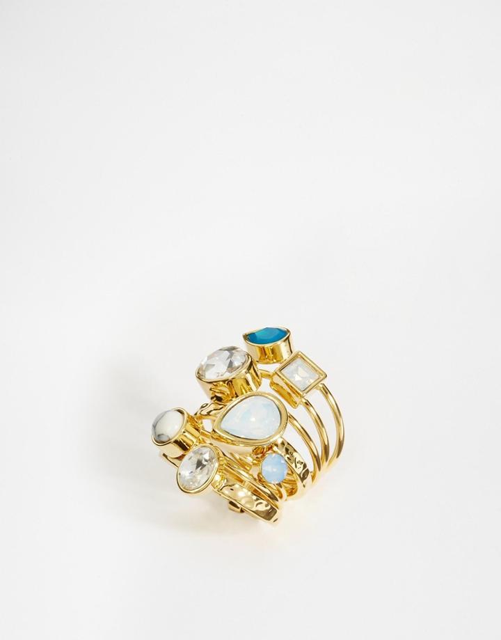 Orelia Multi Stone Ring - Pale Gold