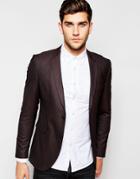 Jack & Jones Premium Textured Suit Jacket In Slim Fit - Burgundy