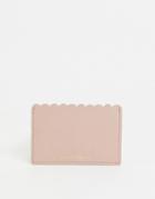 Paul Costelloe Leather Scalloped Edge Card Holder In Pink