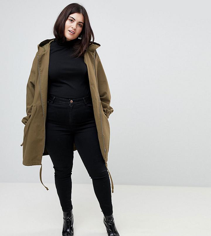 Asos Curve Light Weight Parka - Green