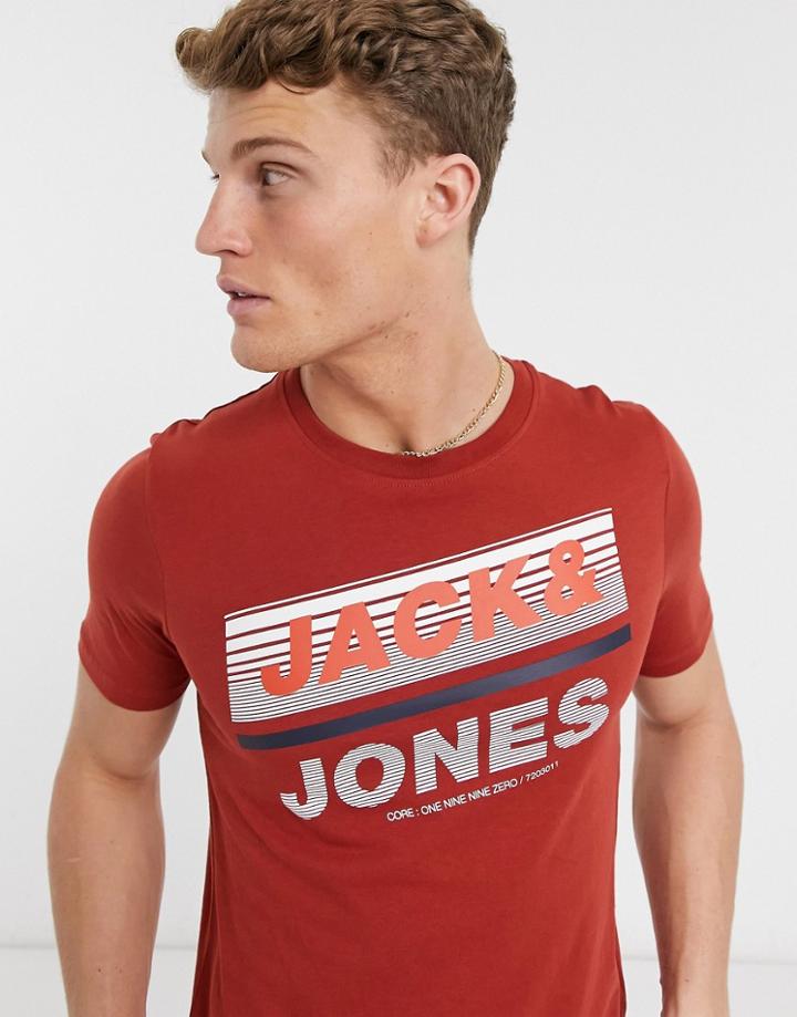 Jack & Jones Crew Neck T-shirt In Red Orche