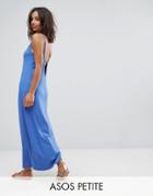 Asos Petite Maxi Dress With V Back - Blue